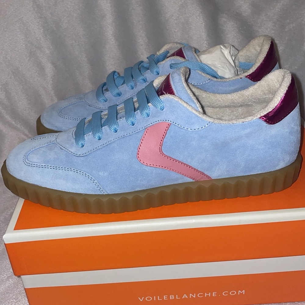 NWT VOILE BLANCHE INES Suede Sneakers in Light Blue-Pink - Picture 13 of 15